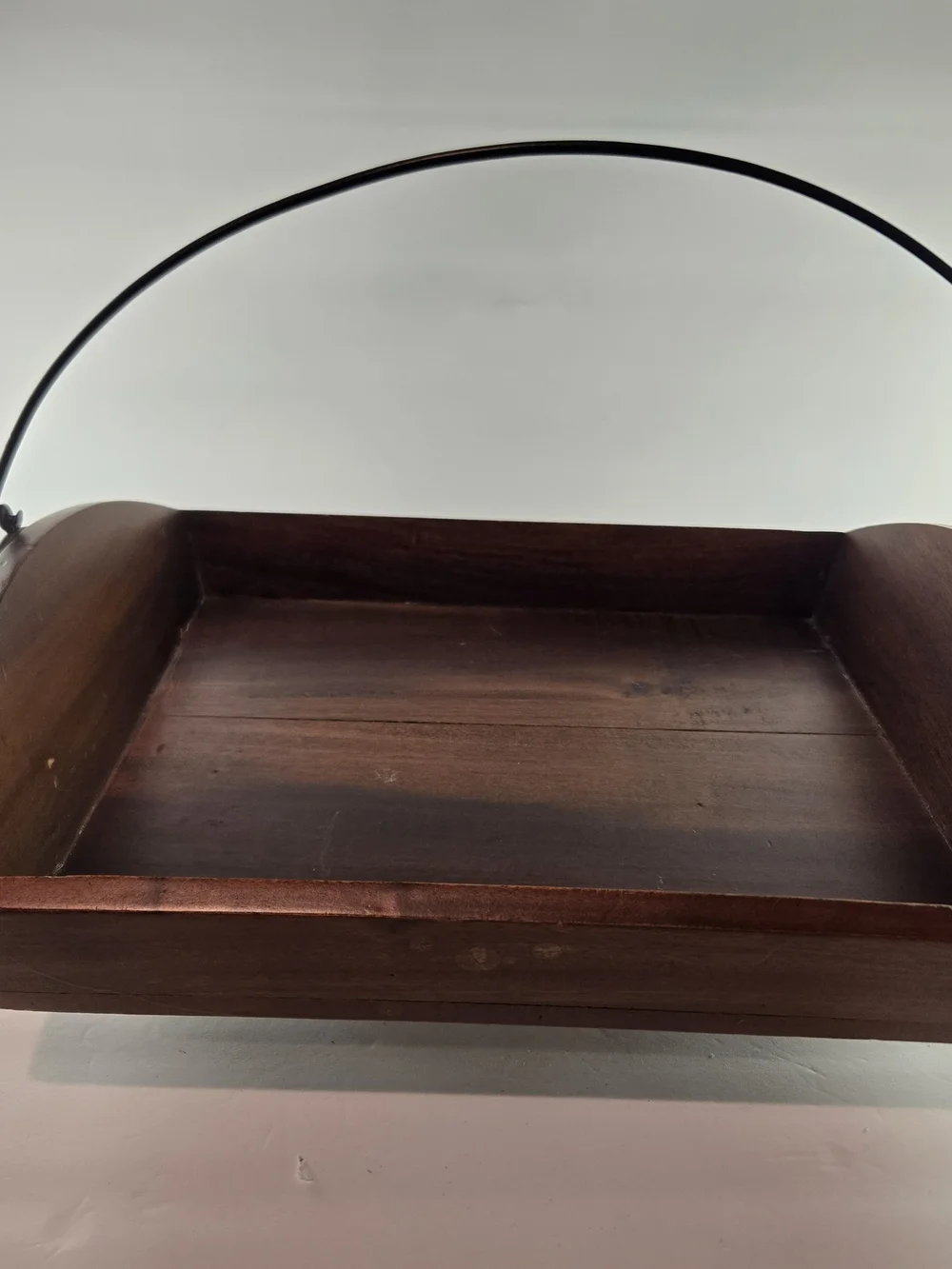 Farmhouse Style Wood & Metal Serving Tray w/ Black Swing Handle, Rooster Accent